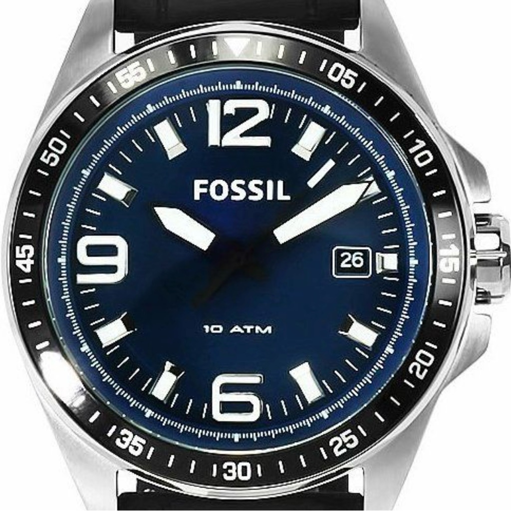 Fossil Black Dial Watch With Silver Bezel